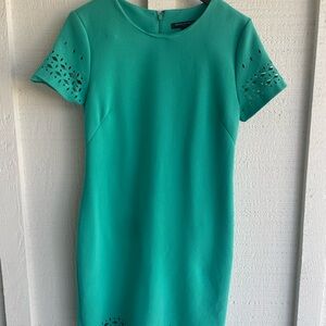 Banana Republic Green Midi Dress with Laser Cut Sleeves